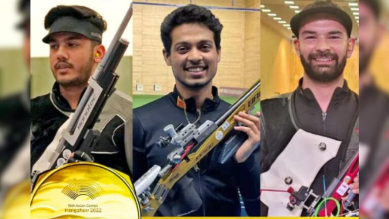 শুটিংয়ে একের পর এক সাফল্য, এবার বিশ্বরেকর্ড গড়ে রাইফেলে সোনা জয় ভারতের Asian Games 2023 India won Gold Medal in Men s 50m Rifle 3 Positions Shooting event Aishwary Pratap Singh Tomar Swapnil Kusale Akhil Sheoran set new world record sup